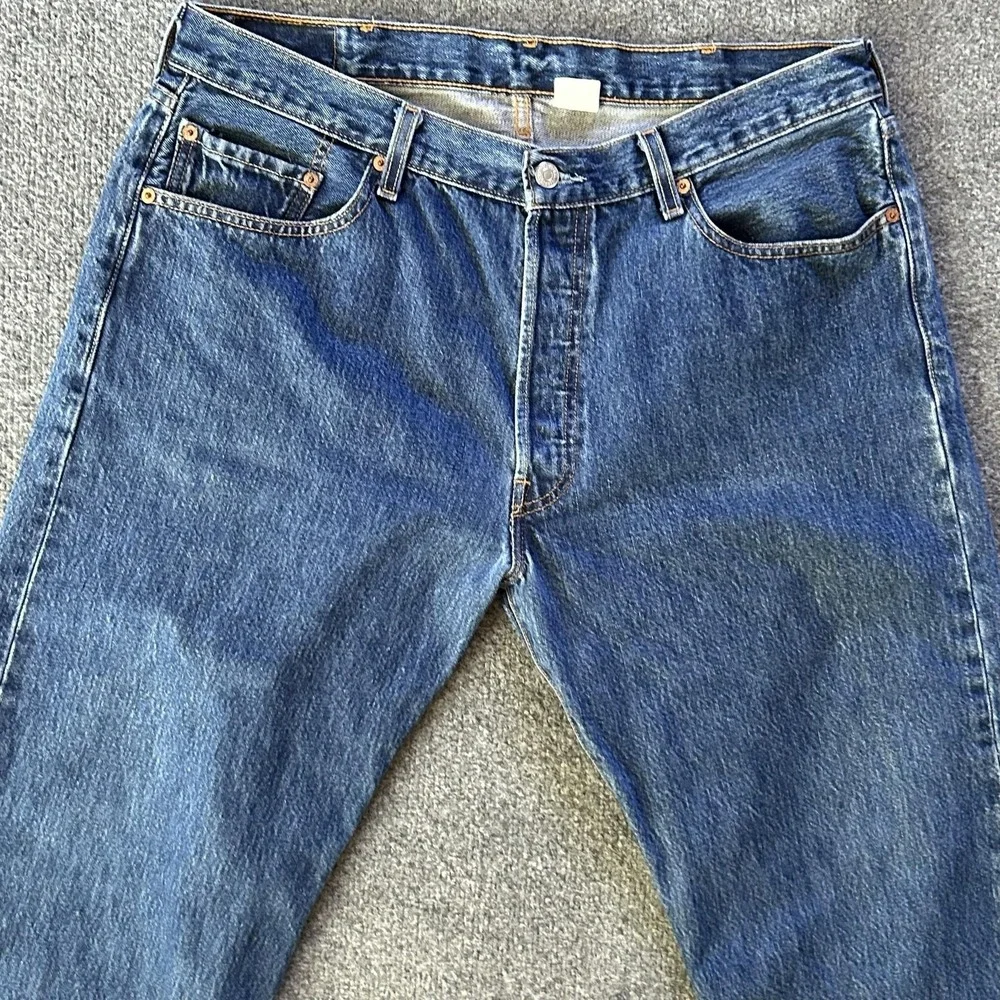 Levis 501 Jeans Men‎ 38x27 Blue Denim Straight Button Fly Vintage Paper Tag